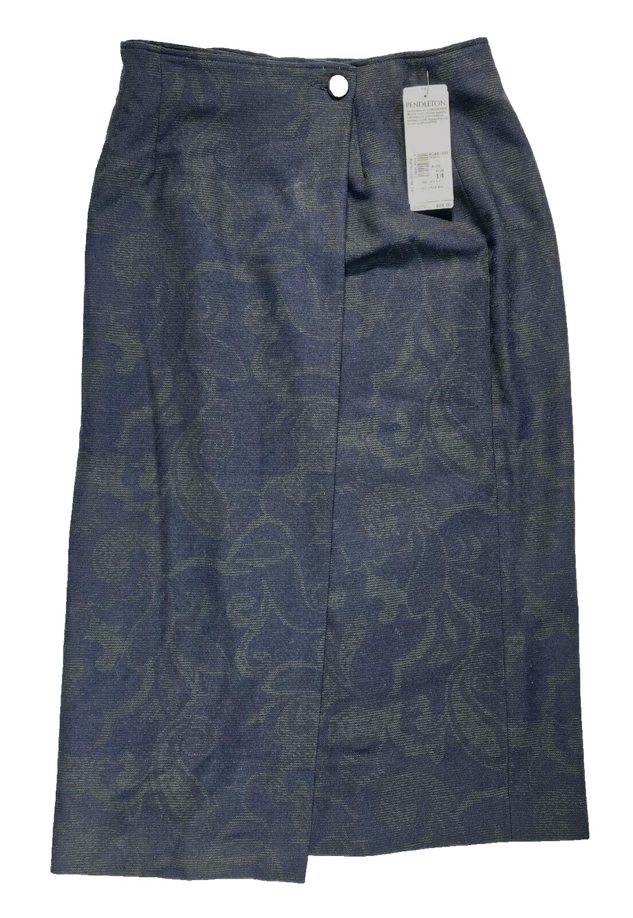 Pendleton Wrap Long Skirt Women Sz 14 Navy Blue Poetic License 100% Virgin Wool